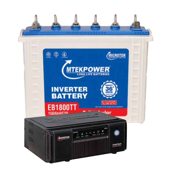 Microtek-UPS-MERLYN-1050-Sinewave-Home-UPS-And-EB1800TT-150-Ah-Tall-Tubular-Battery
