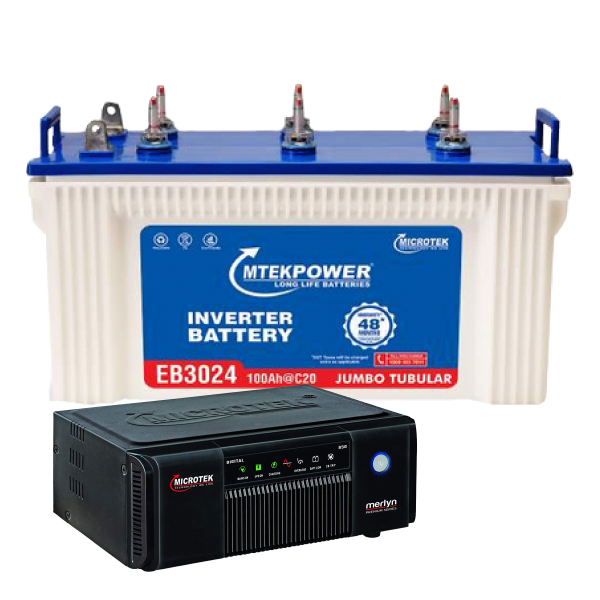 Microtek-UPS-MERLYN-850-Sinewave-Home-UPS-And-EB3024+-100-Ah-Tubular-Battery